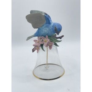 Vintage Made in Japan Porcelain Bird Bell – Bluebird Bell with Crystal Pull